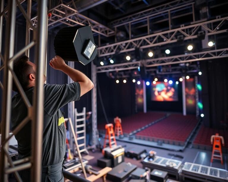 Wie unterstützt ein Bühnenbauer Aufbauten?